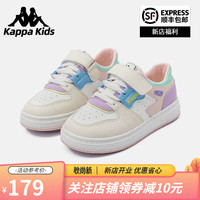 Kappa Kids背靠背卡帕儿童运动鞋男女童春季板鞋季透气运动鞋轻便 米白粉 34码 内长21.5适合脚长20.5