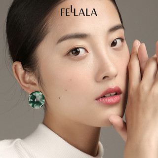 fellala 翡拉拉 绿光系列 15SPR145102 彩晶珐琅耳钉 大号