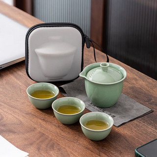逸峰 青瓷户外便携旅行茶具套装一壶三杯