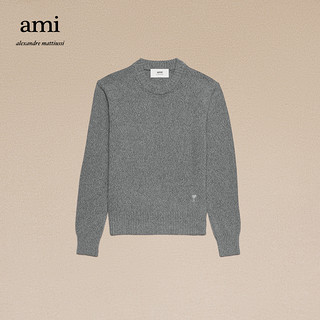AMI男士同色爱心刺绣羊绒高领休闲套头针织毛衣
