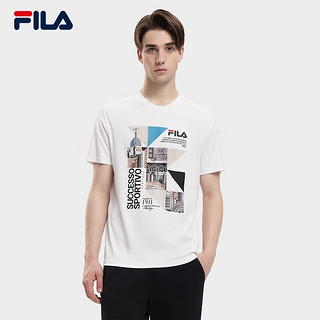 斐乐（FILA） 男子短袖T恤季时尚休闲简约圆领男装纯棉上衣 云菇白-WT 185/104A/XXL