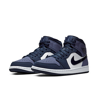 AIR JORDAN 正代系列 Air Jordan 1 Mid 男子篮球鞋 554724-445 黑曜石色/黑曜石色/沙紫/白色 43