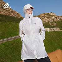 adidas阿迪达斯轻运动女装防晒UPF50+户外运动连帽夹克 亮白 A/XS