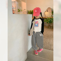 小象洛洛女童打底衫儿童T恤衫2023内搭长袖插肩袖秋季上衣潮