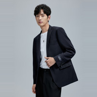 男装春秋季商务修身西装休闲青年开衫纽扣男式西服 L 藏蓝（修身）