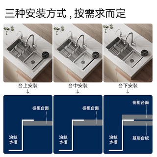 SSWW 浪鲸 TK13 厨房水槽大单槽 C-68*45 配抽拉龙头+皂液器