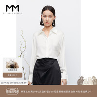 商场同款MM麦檬春秋白色真丝法式设计感长袖衬衫女5998120031Q