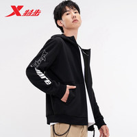XTEP特步运动外套男装夹克秋季针织上衣开衫卫衣休闲运动服男 黑 185/2XL/男
