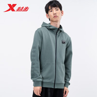 XTEP特步运动外套男装夹克秋季针织上衣开衫卫衣休闲运动服男 橄榄绿 170/M/男