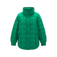 冬季时尚纯色立领设计感宽松羽绒服 S 绿色