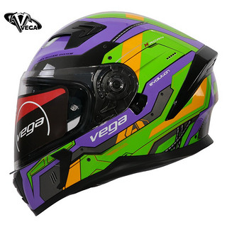 VEGA SA-39 摩托车头盔 全盔 进化论紫黄绿 L码