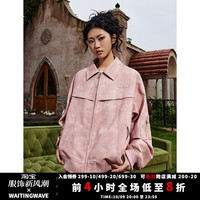 WAITINGWAVE秋季废土风机车皮衣夹克男美式复古麂皮外套男款
