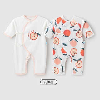 aqpa新生婴儿连体哈衣春秋纯棉衣服男女宝衣和尚服0-6月 苹苹安安 52cm