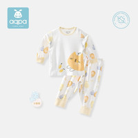 aqpa婴儿内衣套装纯棉衣服秋冬男女宝宝睡衣儿童秋衣秋裤 白底梨猫 90cm
