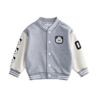 棉花堂(cottontown)棉花堂儿童棒球服秋装男童休闲外套开衫2023宝宝运动上衣春秋 F232064麻灰 90cm