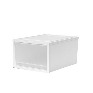 IRIS 爱丽思 塑料抽屉式收纳箱透明整理箱叠加收纳柜内衣收纳盒储物箱百纳箱 白色BC500  50*40*23.5cm