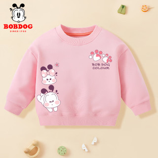 BoBDoG巴布豆卡乐女童卫衣秋小女孩可爱休闲外出服舒适宽松上衣秋装 粉 趴趴布组合 120