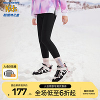 Skechers斯凯奇儿童紧身长裤女中大童裤秋冬弹力腰头加绒裤子P423G042 碳黑/0018 165cm