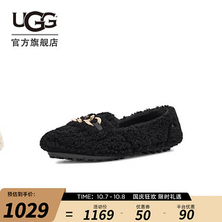 UGG 2023秋季新款女士单鞋平底休闲舒适一脚蹬豆豆鞋乐福鞋1153515 BLK | 黑色 38