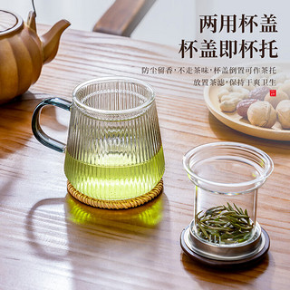 天喜（TIANXI）茶水分离杯玻璃泡茶杯精致茶具花茶杯带过滤耐高温男女泡茶马克杯 400ml