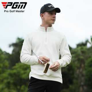 PGM高尔夫服装男士长袖外套 拉链立领亲肤面料 保暖男装polo衫 YF632-白色 XL