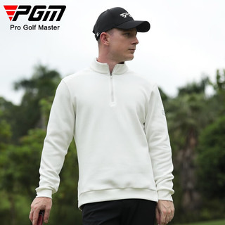 PGM高尔夫服装男士长袖外套 拉链立领亲肤面料 保暖男装polo衫 YF632-白色 XL