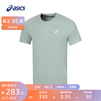 亚瑟士ASICS运动T恤男子跑步短袖舒适反光夜跑运动上衣 2011C974-001 湖绿色 XXL