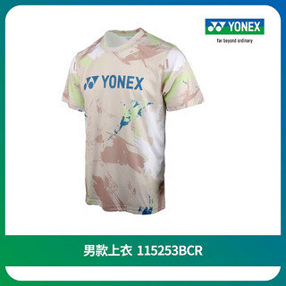 尤尼克斯（YONEX）羽毛球服 15253男女款运动T恤 透气短袖上衣 男运动T恤 115253BCR 米色 XXL