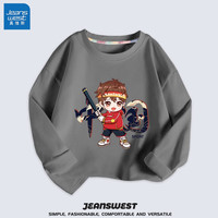 真维斯(Jeanswest)男童t恤长袖秋款上衣中大童圆领洋气纯棉秋衣打底衫国潮风童装 石墨灰 J棒球男孩 130cm