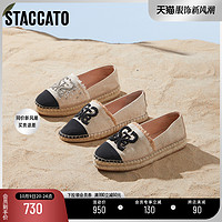 STACCATO 思加图 2023年新款小香风渔夫鞋女鞋休闲鞋一脚蹬平底单鞋9UA76AA3