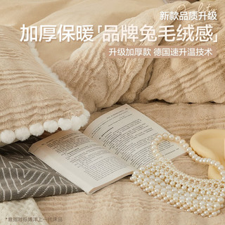 BEYOND 博洋 家纺兔毛绒四件套珊瑚绒加厚简约保暖秋冬被套罩床上用品床单 温澜 1.5米床(被套200x230cm)
