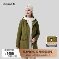 LAFUMA乐飞叶户外棉服女 3M新雪丽防水防风中长连帽保暖外套 LFJU3CM68 棕绿色DB 160/80A(36)
