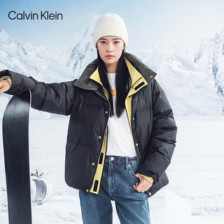 Calvin Klein Jeans男女三防满印鸭绒防水防污防渍面包羽绒服J400372 BEH-太空黑 XS