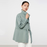 玖姿annakro系列春休闲工装风抽绳简约宽松风衣 4XL 绿色系