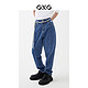 GXG 男装 春季新款商场同款趣味谈格系列牛仔长裤易穿搭 蓝色 170/M