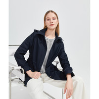 JZ玖姿商场同款外套女春季时尚可脱卸帽收腰风衣 XL 丈青