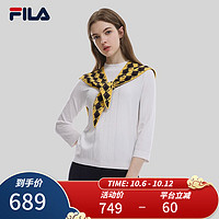 斐乐（FILA） Emerald女子针织织衫时尚休闲披肩老花上衣 云白-WT 160/80A/S