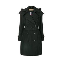 女士经典连帽双排扣潮流风格切尔西版型风衣 10 黑色