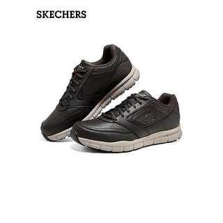 SKECHERS 斯凯奇 男鞋休闲商务皮鞋 新款流行软底缓震舒适鞋子男 77156 巧克力色/CHOC 41