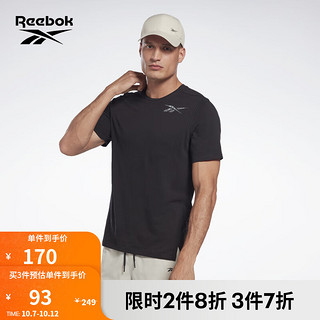 Reebok 锐步 官方男子TEE经典百搭简约修身室内健身训练黑色短袖T恤 H46603 S