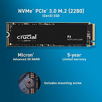 BALLISTIX 铂胜 Crucial 英睿达 P3 2TB PCIe Gen3 3D NAND NVMe M.2 SSD，高达 3500MB/s - CT2000P3SSD8