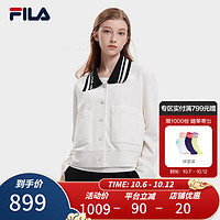 斐乐（FILA） 女子长袖外套时尚休闲宽松针织翻领上衣 云菇白-WT 170/88A/L