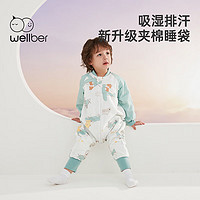 Wellber 威尔贝鲁 婴儿睡袋新疆棉2023新款儿童纯棉分腿睡袋棉秋冬防踢被子保暖厚款 小飞行员适15-20℃ M