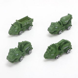 麋鹿星球 回力车恐龙工程车儿童宝宝小汽车儿童玩具仿真汽车模型玩具车 军绿色-恐龙工程车-4个装