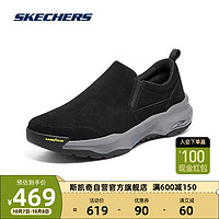 斯凯奇Skechers男子户外健步鞋缓震运动鞋一脚蹬懒人鞋216462 BLK 39.5