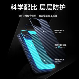 PISEN 品胜 苹果15pro凯夫拉纹手机壳iPhone15promax保护套镜头全包防爆碳纤维纹