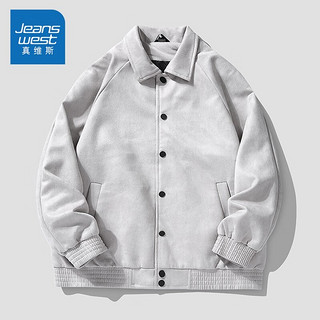 JEANSWEST 真维斯 夹克外套男韩版潮流夹克男士休闲衣服翻领青少年男装 A311-2806深灰色 XL