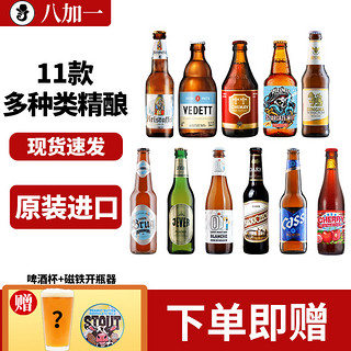 VEDETT 白熊 纯进口精酿啤酒组合装智美迷失海岸等多种类11瓶+酒杯