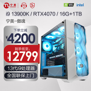 NINGMEI 宁美 傲魂系列 十三代酷睿版 组装电脑（白色、1TB SSD、酷睿i9-13900KF、RTX 3080 10G、32GB）