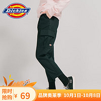 Dickies 帝客 休闲裤 腰部褶裥多袋萝卜裤 休闲裤女DK008126 黑色 026